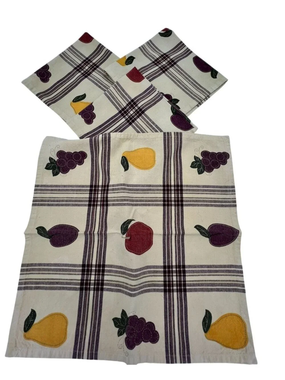 Harvest 2003 Fruit-Patterned 100% Cotton Napkins Table Linen Set of 3